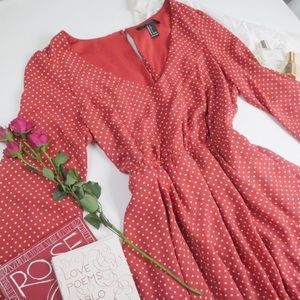 Red polka dot mini dress